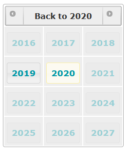 Date Range widget showing year selection