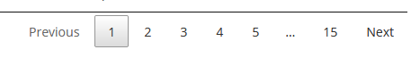 Result table showing pagination